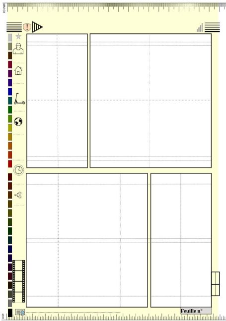 Tableau de planification avec plusieurs sections vides pour la mise en page.